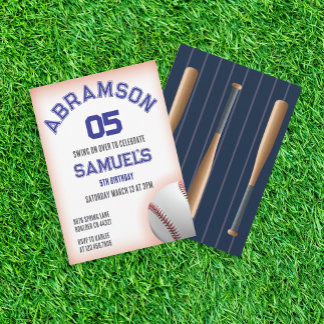 Invitación Cumpleaños del Béisbol Rojo y Azul