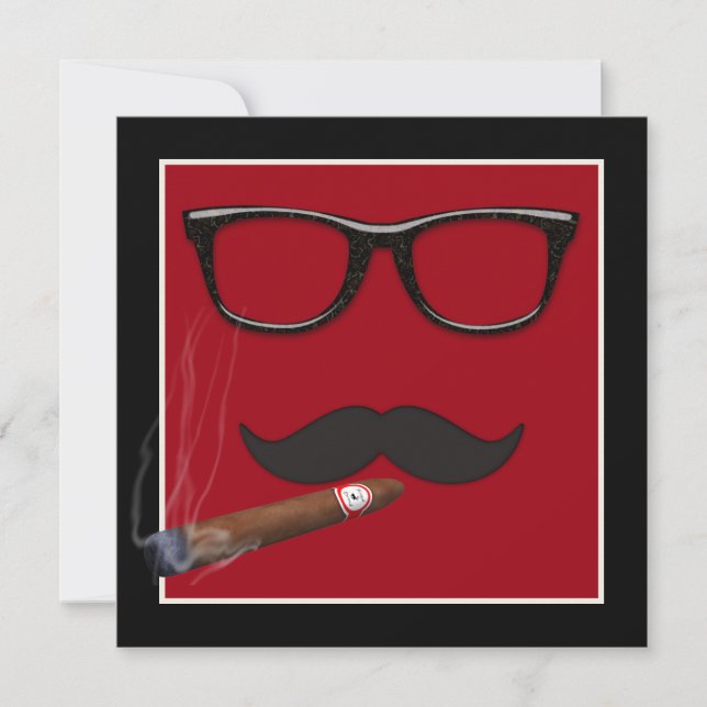 Invitación Cumpleaños del Bigote del Hombre (Anverso)