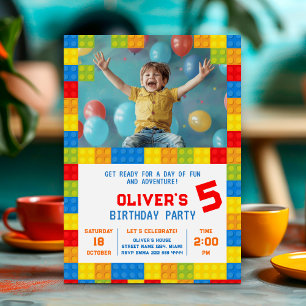 Invitación Cumpleaños del bloque de construcción infantil