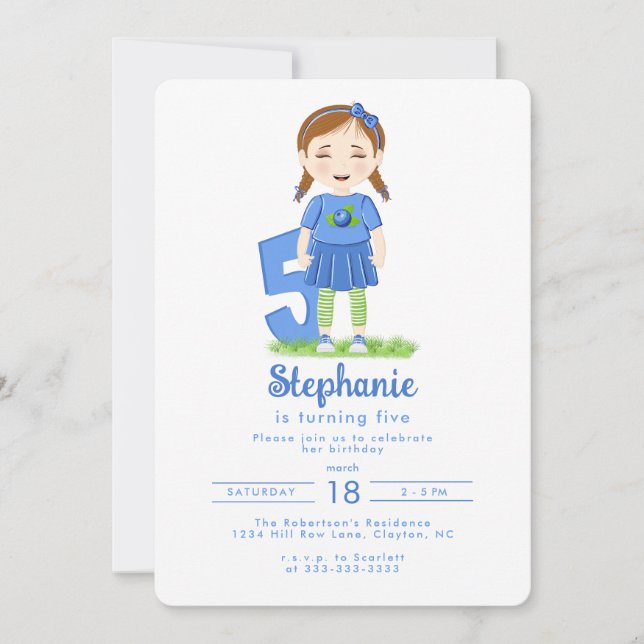 Invitación Cumpleaños del Blueberry (Anverso)