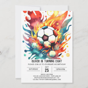 Invitación Cumpleaños del Boho Ball Editable Soccer