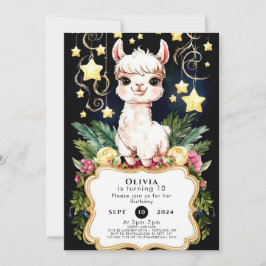 Invitación Cumpleaños del Boho Fiesta Llama