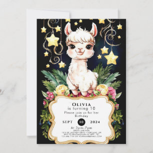 Invitación Cumpleaños del Boho Fiesta Llama
