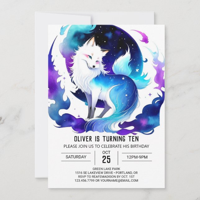 Invitación Cumpleaños del Boho Fox impresable (Anverso)