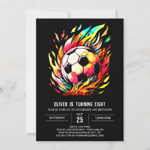 Invitación Cumpleaños del Boho Goal Online Soccer