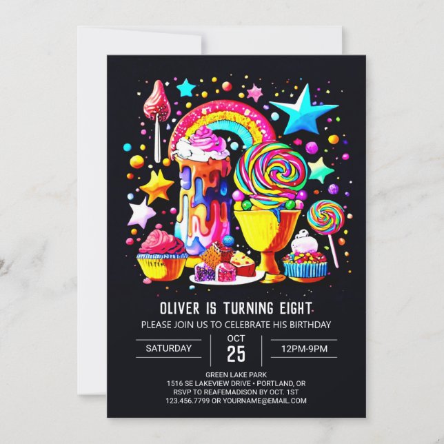 Invitación Cumpleaños del Boho Lollipop (Anverso)