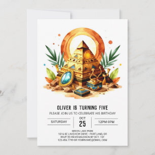 Invitación Cumpleaños del Boho Pyramids egipcio de oro
