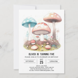 Invitación Cumpleaños del bosque de hongos encantados