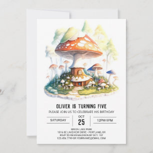Invitación Cumpleaños del Bosque de Mushroom encantado