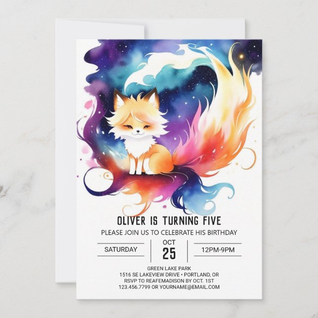 Invitación Cumpleaños del bosque Red Fox encantado (Anverso)