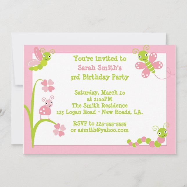Invitación Cumpleaños del Bug (Anverso)