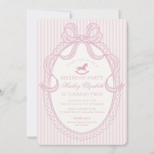 Invitación Cumpleaños del Caballo de Balanza con Lazo Coquett