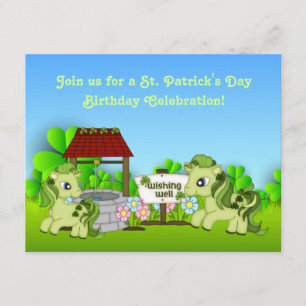 Invitación Cumpleaños del caballo del día de St Patrick verde