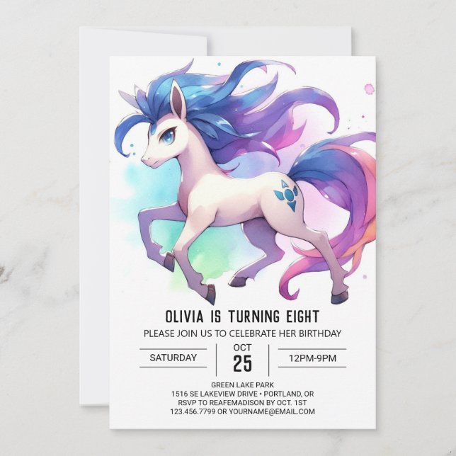 Invitación Cumpleaños del Caballo Digital Barnyard (Anverso)