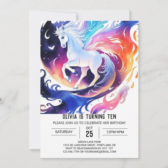 Invitación Cumpleaños del caballo digital de la moda (Anverso)
