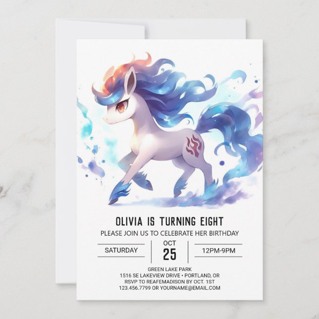 Invitación Cumpleaños del caballo digital de la moda (Anverso)