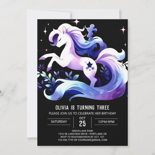 Invitación Cumpleaños del caballo imprimible (Anverso)