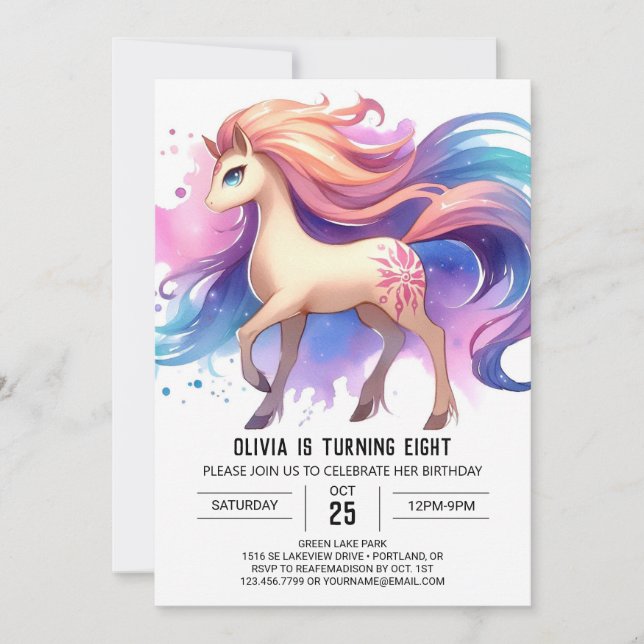 Invitación Cumpleaños del Caballo Imprimible Boho (Anverso)