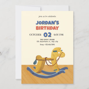 Invitación Cumpleaños del caballo Rocking de Madera