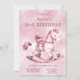 Invitación Cumpleaños del caballo rosado de roca