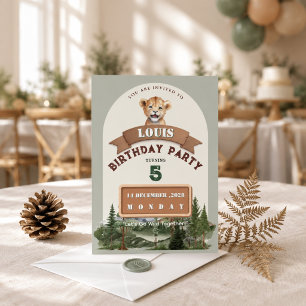 Invitación Cumpleaños del cachorro de león Safari Bosque Niño
