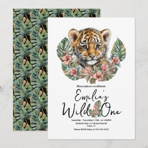 Invitación Cumpleaños del cachorro de tigre bebé Safari acuar