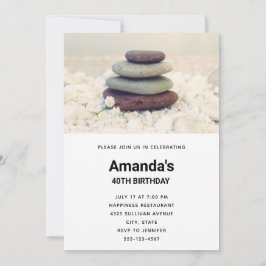 Invitación Cumpleaños del Cairn Meditativo de Piedras Apilada