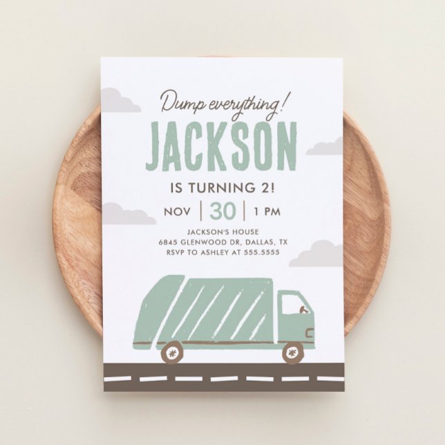 Invitación Cumpleaños del camión de basura (Subido por el creador)