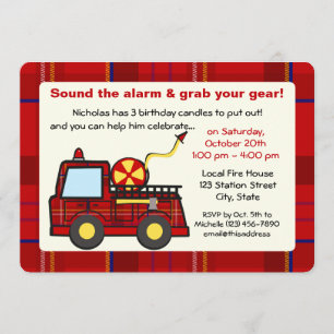 Invitación Cumpleaños del camión de bomberos