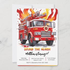 Invitación Cumpleaños del Camión de Bomberos Editable Boy