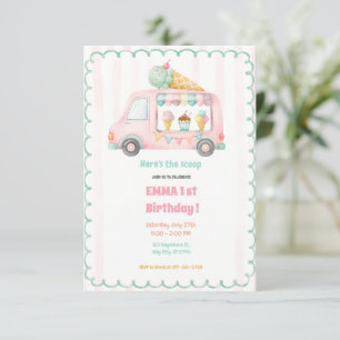 Invitación Cumpleaños del camión de helados 1er año