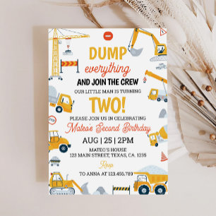 Invitación Cumpleaños del camión de la construcción