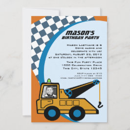 Invitación Cumpleaños del camión de remolque con foto