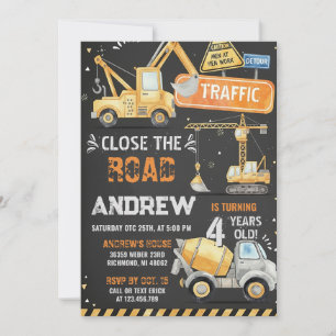 Invitación Cumpleaños del Camión de Volquete de Construcción 