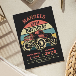 Invitación Cumpleaños del camión grande retro