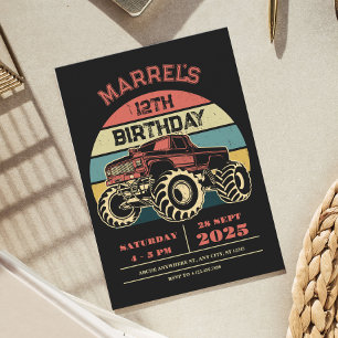 Invitación Cumpleaños del camión grande retro
