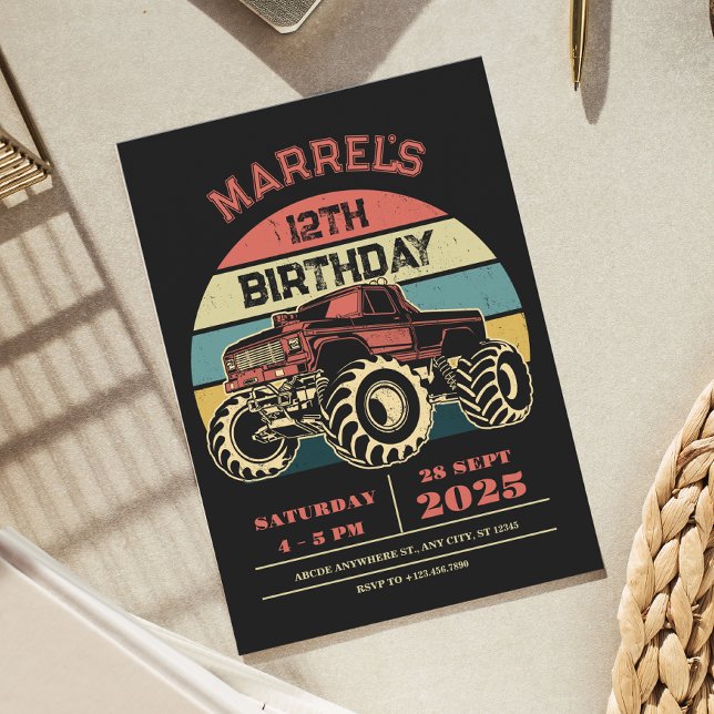 Invitación Cumpleaños del camión grande retro (Subido por el creador)