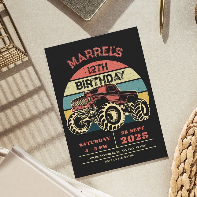 Invitación Cumpleaños del camión grande retro (Subido por el creador)