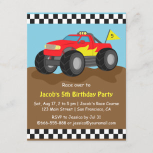 Invitación Cumpleaños del Camión Monstruo Rojo