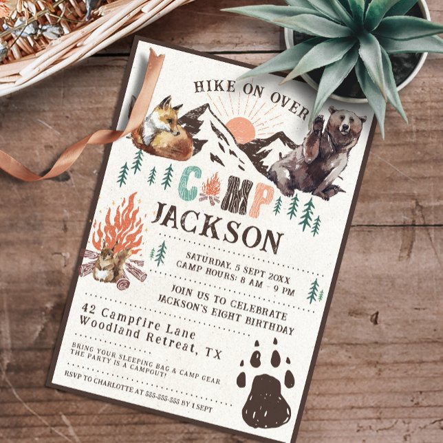 Invitación Cumpleaños del Campamento Rústico de Camping (Subido por el creador)