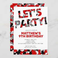 Cumpleaños del Camuflaje, Camo Negro Rojo Fiesta