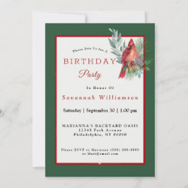 Invitación Cumpleaños del Cardenal Rojo de los navidades
