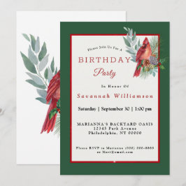 Invitación Cumpleaños del Cardenal Rojo de los navidades