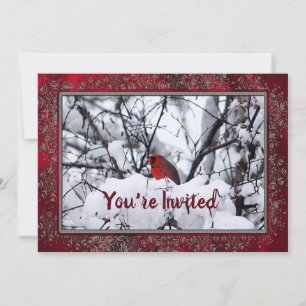 Invitación Cumpleaños del cardenal Snow 6216 Frame