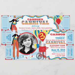 Invitación Cumpleaños del Carnaval Circo Stilt Walker