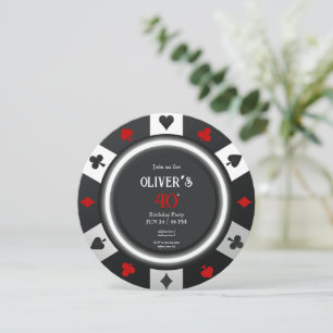 Invitación Cumpleaños del Casino Las Vegas Poker Chip