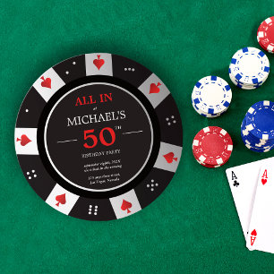 Invitación Cumpleaños del Casino Las Vegas Poker Chip