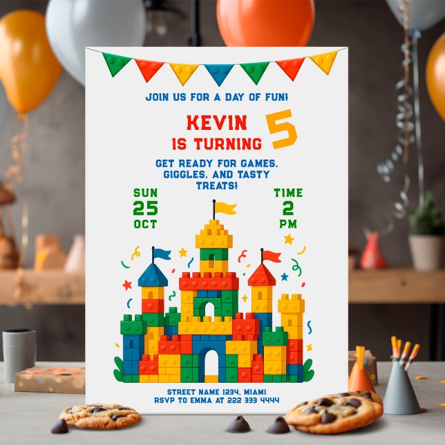 Invitación Cumpleaños del Castillo de Bloques Coloridos (Subido por el creador)