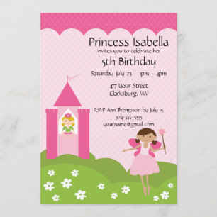 Invitación Cumpleaños del castillo de la princesa de hadas