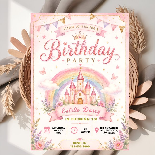 Invitación Cumpleaños del castillo de la princesa mágica arco (Subido por el creador)
